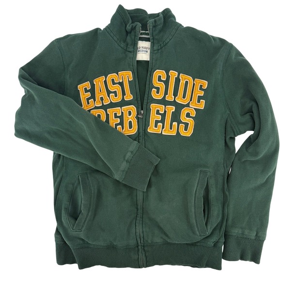 Old Navy Other - Old Navy Vintage 90's Mens East Side Rebels‎ Zip Sweatshirt Green Varsity Jacket